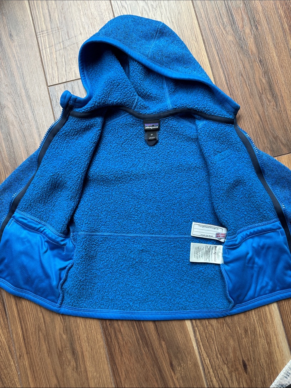 Patagonia Kids Royal Blue Hooded Full-Zip Fleece Jacket Size 3T - Picture 5 of 6